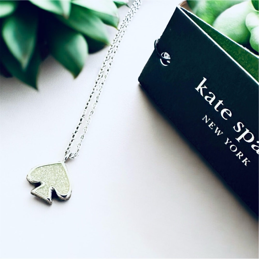 New Kate Spade Everyday Spade Pendant Necklace in Silver with Tag